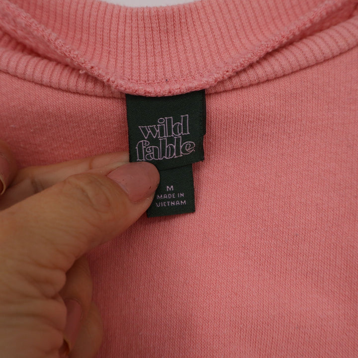 Wild Fable Pink Cropped Sweatshirt Womens Medium Salmon Crew Neck Pullover