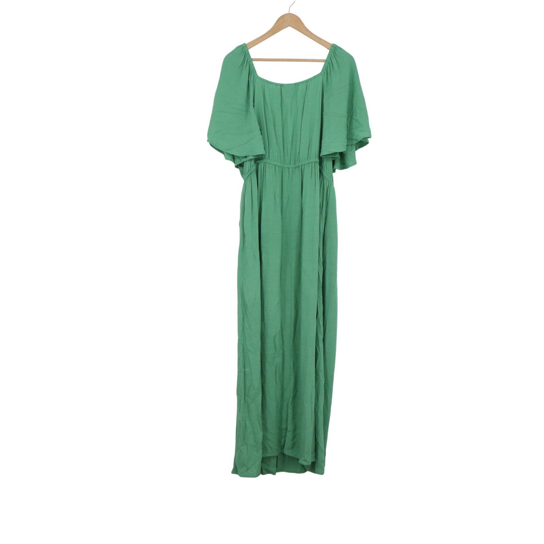 Ava & Viv Green Rayon Flutter Sleeve Maxi Dress XXL Sweetheart Neckline Boho