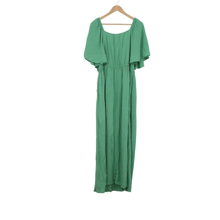 Ava & Viv Green Rayon Flutter Sleeve Maxi Dress XXL Sweetheart Neckline Boho