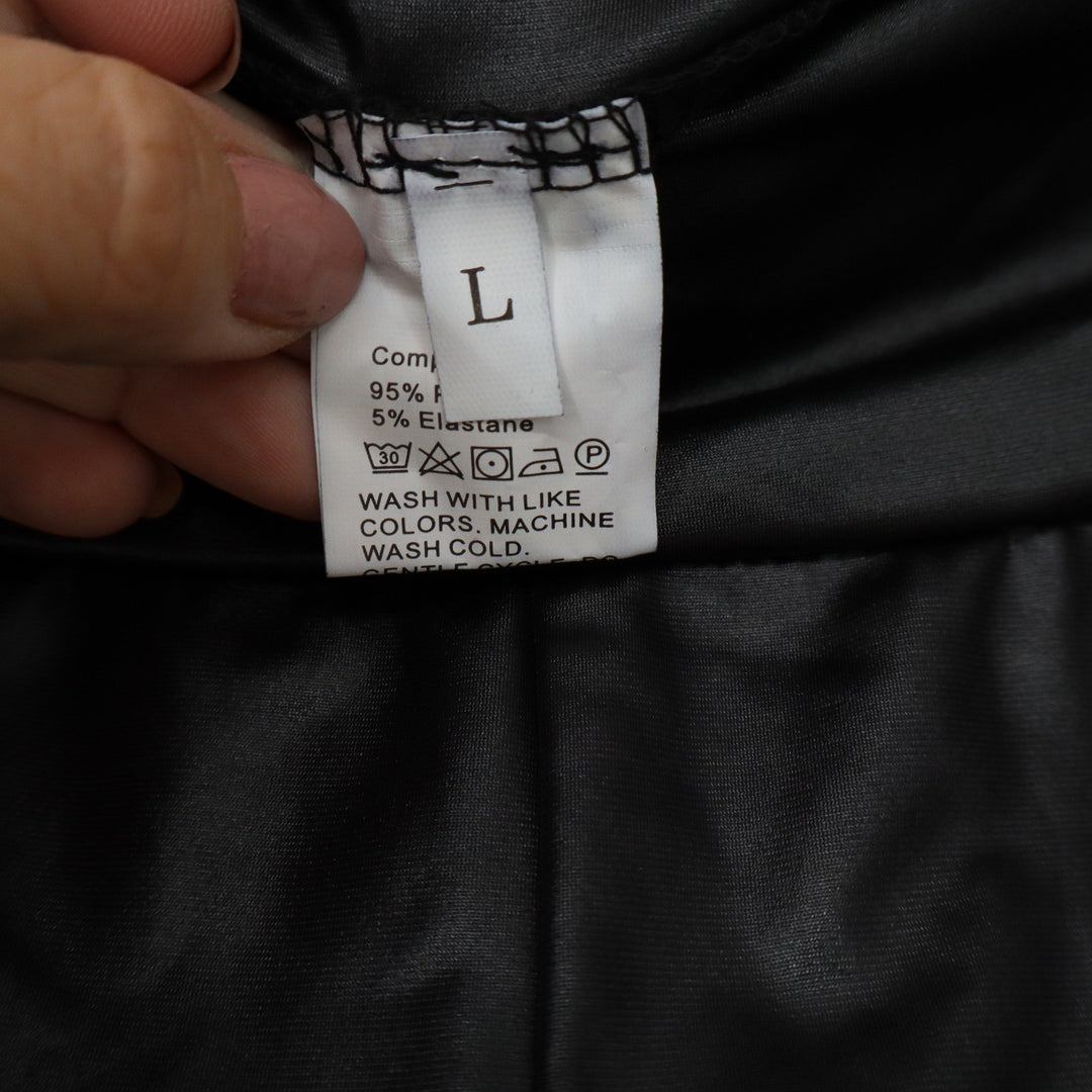 Unbranded Black Faux Leather High Waisted Leggings Size L Shiny Liquid Look