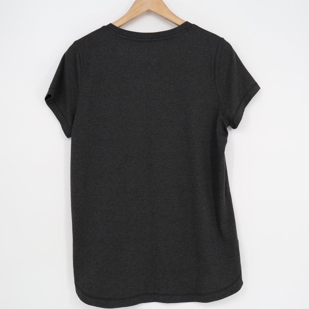 Athleta T-Shirt Womens Large Charcoal Gray High Low Hem Crew Neck Short Sleeve