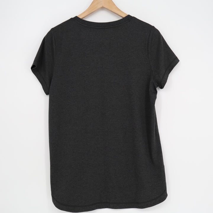 Athleta T-Shirt Womens Large Charcoal Gray High Low Hem Crew Neck Short Sleeve