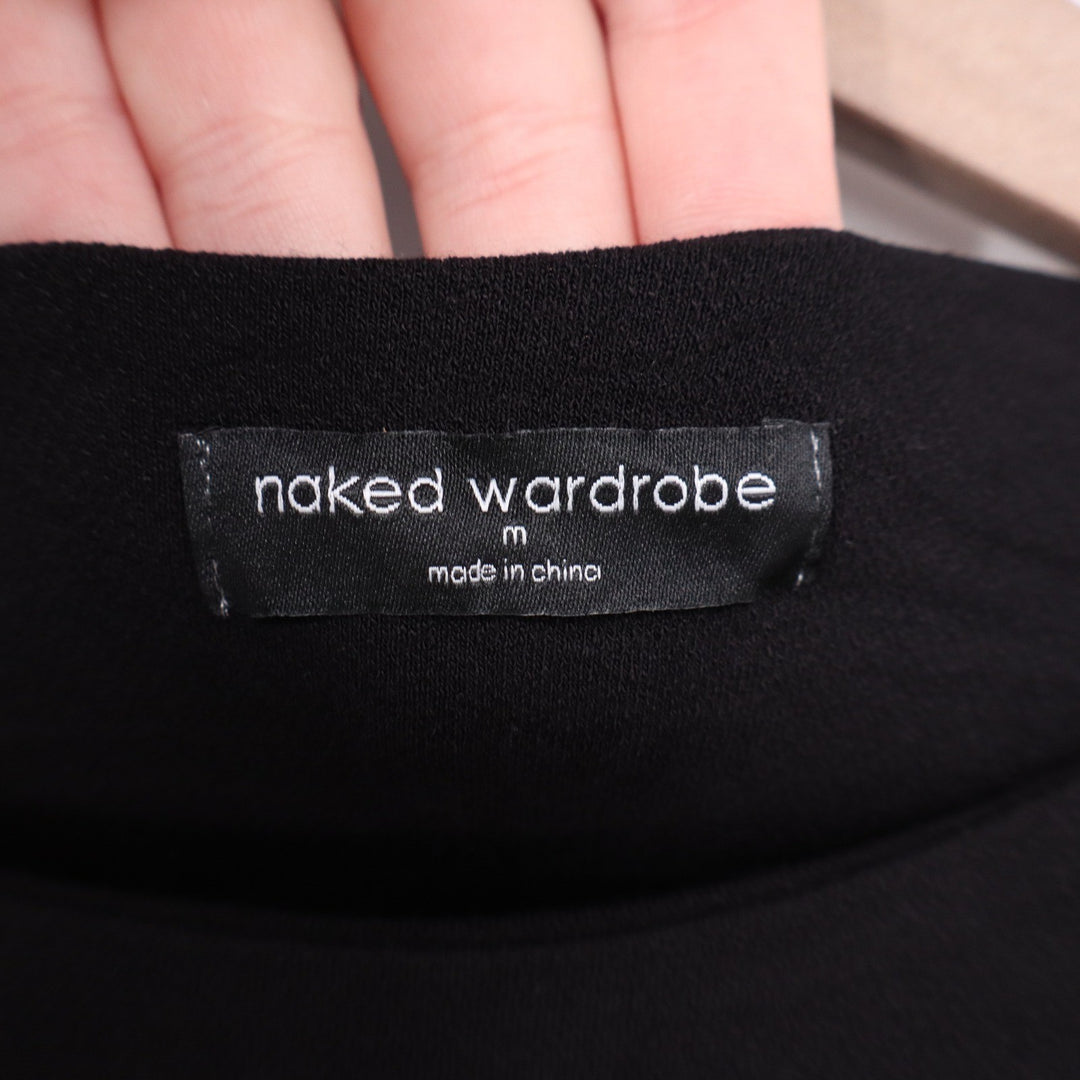 Naked Wardrobe Black Long Sleeve Open Back Cutout Bodysuit Size M