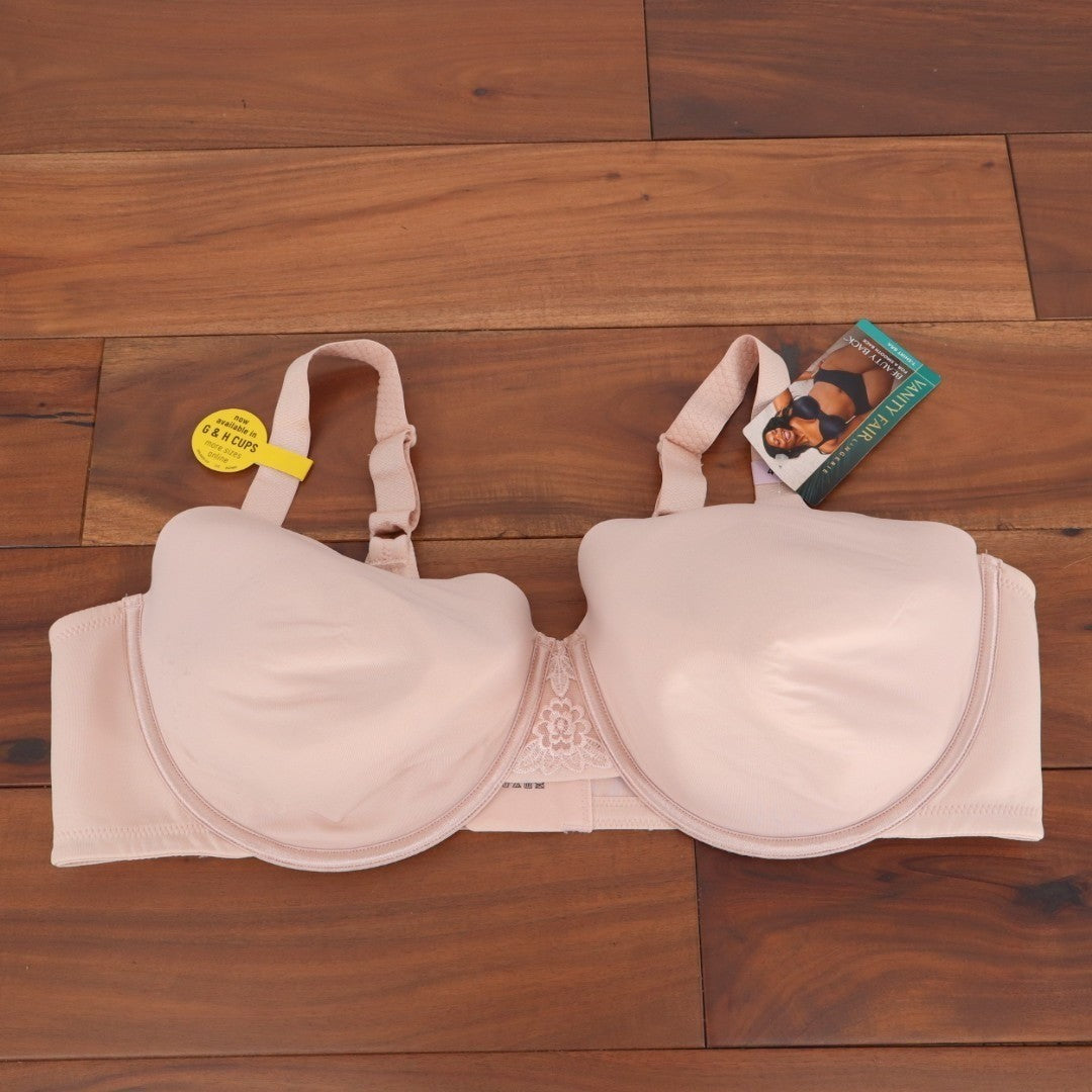 Vanity Fair Beauty Back Bra Women 44D Sheer Quartz Stretch Full Figure Underwire