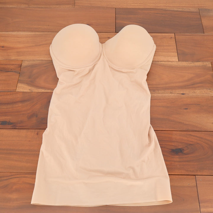 TC Fine Intimates Slip Body Shaper Womens 34DD Nude Stretch Underwire Strapless