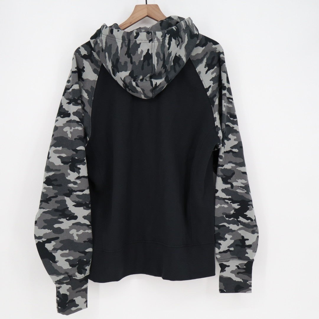 American Giant Classic Hoodie Men Large Black Full Zip Cotton Camo Raglan Sleeve