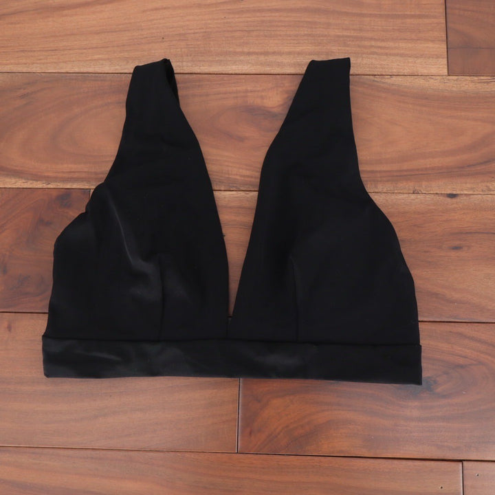 ASOS DESIGN Black Plunge V Neck Bikini Top Bra Swimwear Size US 12
