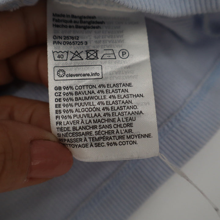 HM Light Blue Ribbed Crop Tank Top Sleeveless Crew Neck Cotton Blend Large