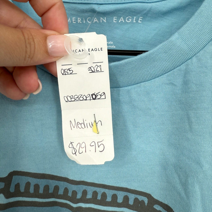 American Eagle Outfitters Mens Medium Blue Boombox Graphic T-Shirt