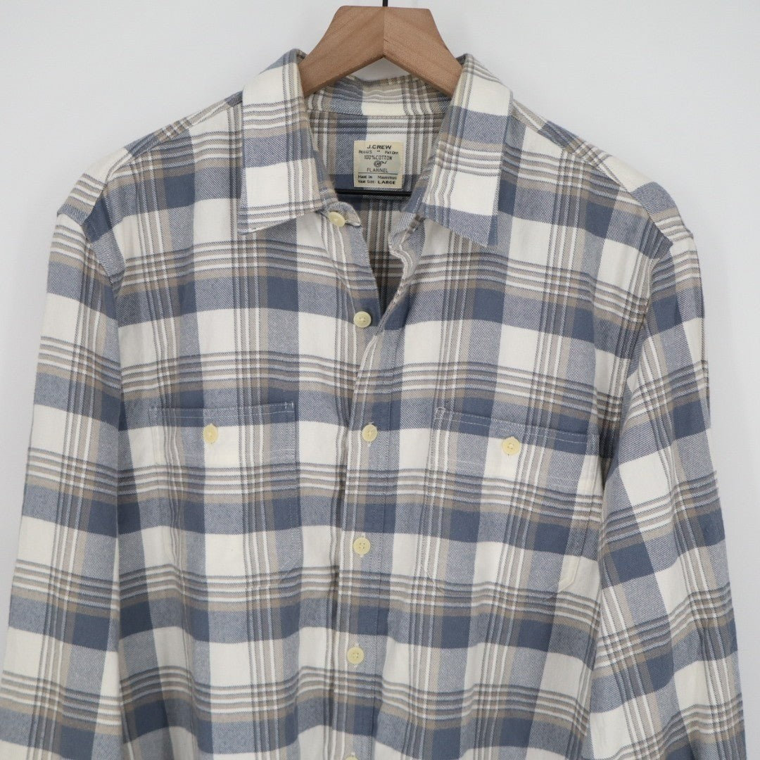 J. Crew Flannel Shirt Mens Large Multicolor Plaid Cotton Casual Wear Button Up