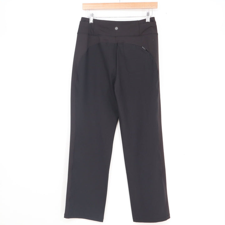 Athleta Fairway Golf Pant Black Straight Leg Zip Pockets Size 8