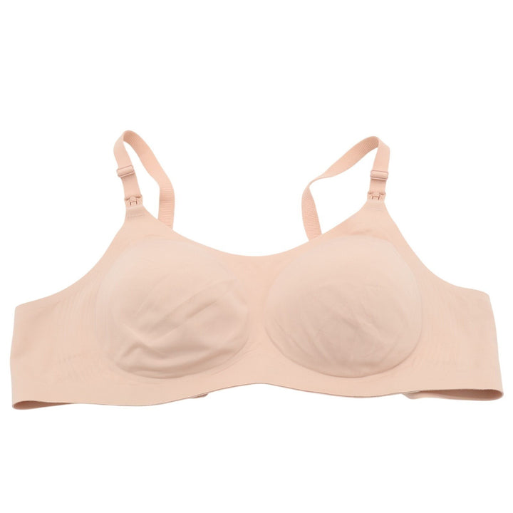 Momcozy Nursing Bra Womens 2XL Beige Nylon Stretch Adjustable Strap Wireless