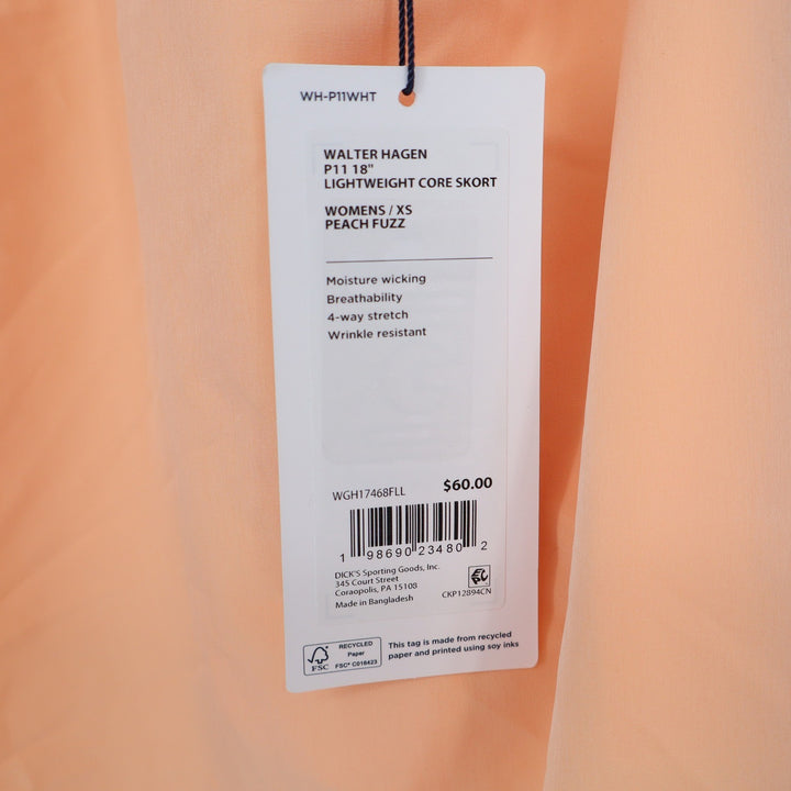 Walter Hagen Womens XS Peach Fuzz Performance 11 Lightweight Core Skort