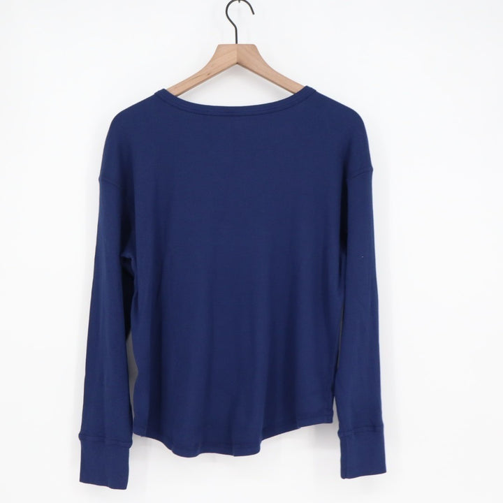 American Giant Luxe Rib Women's Large Blueprint V-Notch Long Sleeve Pullover