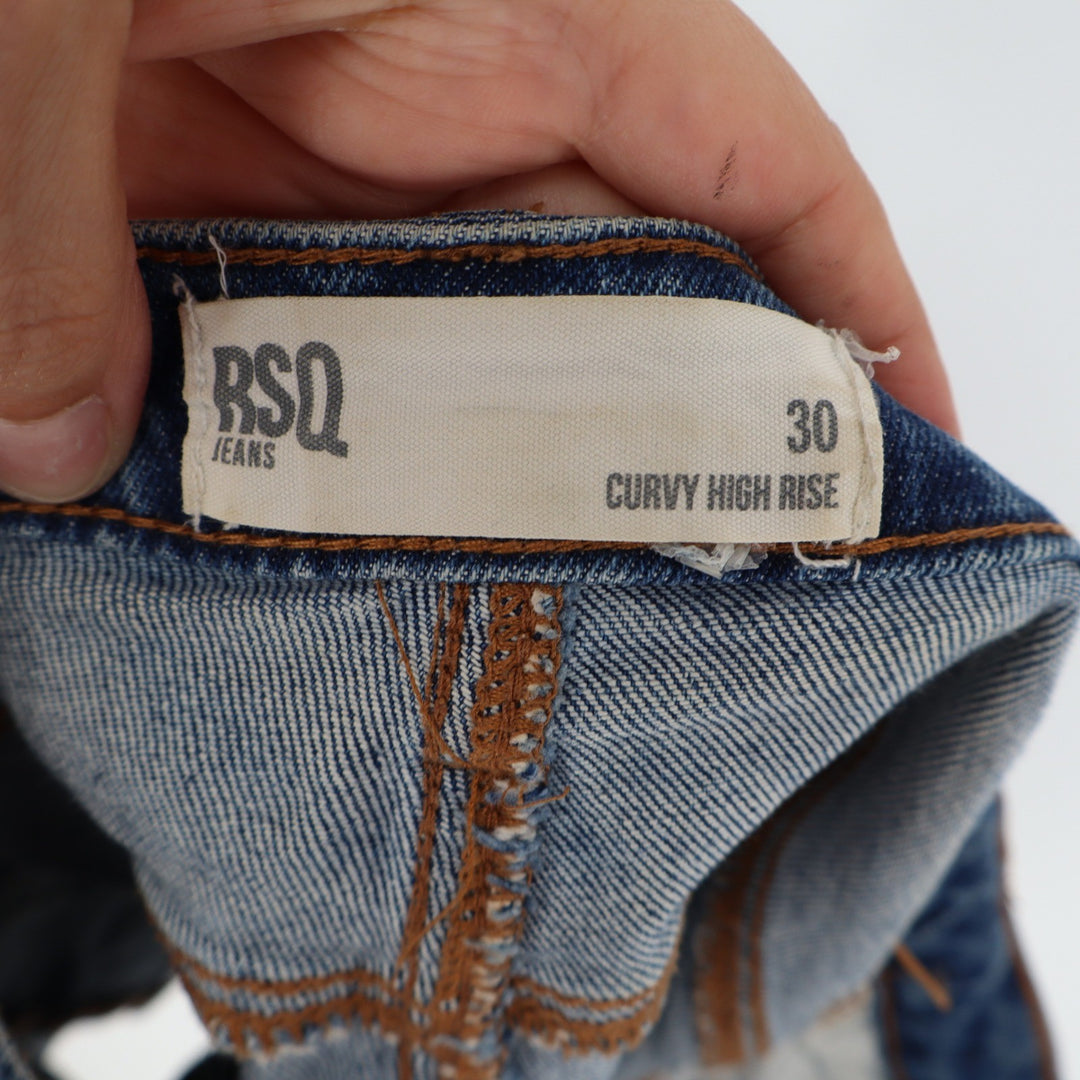 RSQ Jeans Curvy High Rise Distressed Denim Shorts Medium Wash Size 30/6