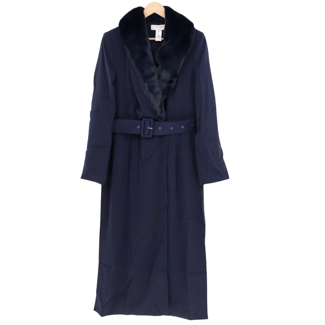 Naked Wardrobe The Statement Trench Coat Womens L Navy Belted Waist Long Sleeve