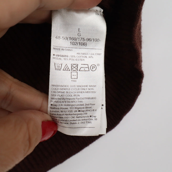 Gap Womens Brown Ribbed V-Neck Sweater Tank Top Cropped Size Large Cotton Blend