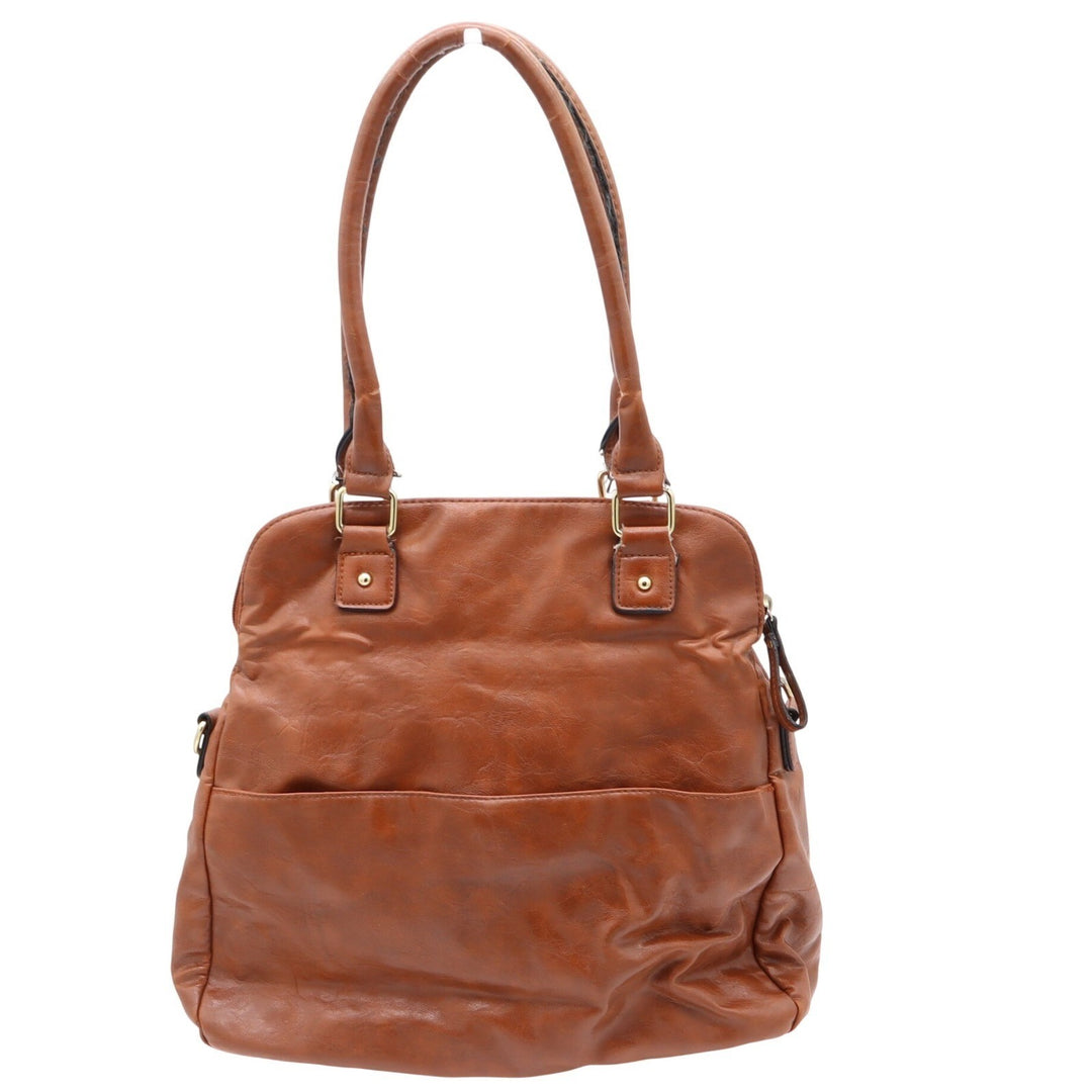 Style & Co Shoulder Bag Women's OS Cognac Multi-Pocket Faux Leather Fair