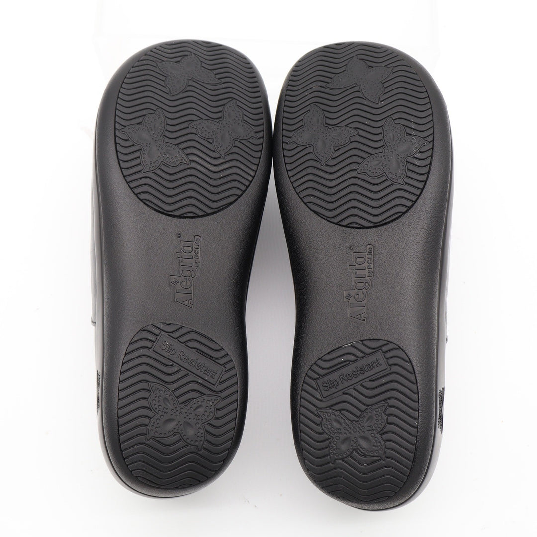 Alegria Keli Pro Black Leather Slip Resistant Clogs Shoes Womens 38