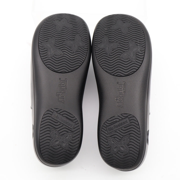 Alegria Keli Pro Black Leather Slip Resistant Clogs Shoes Womens 38