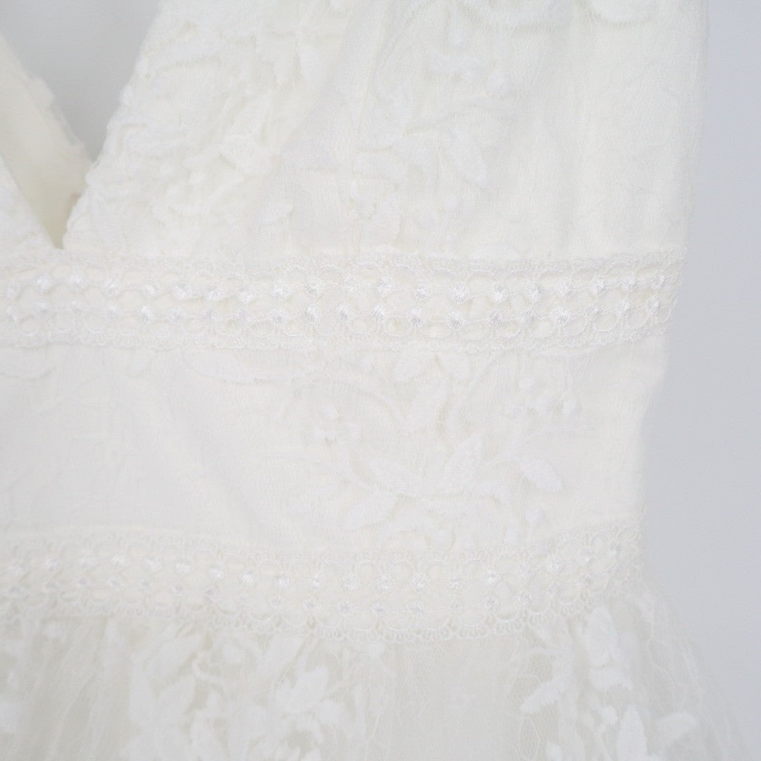 Lulus Sweetest Beloved Maxi Dress Womens XS White Mesh Embroidered Sleeveless