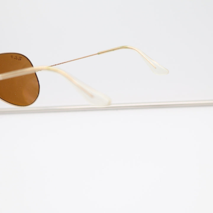 Ray-Ban Sunglasses Unisex OS Aviator RB3025 Gold Brown Polarized Good