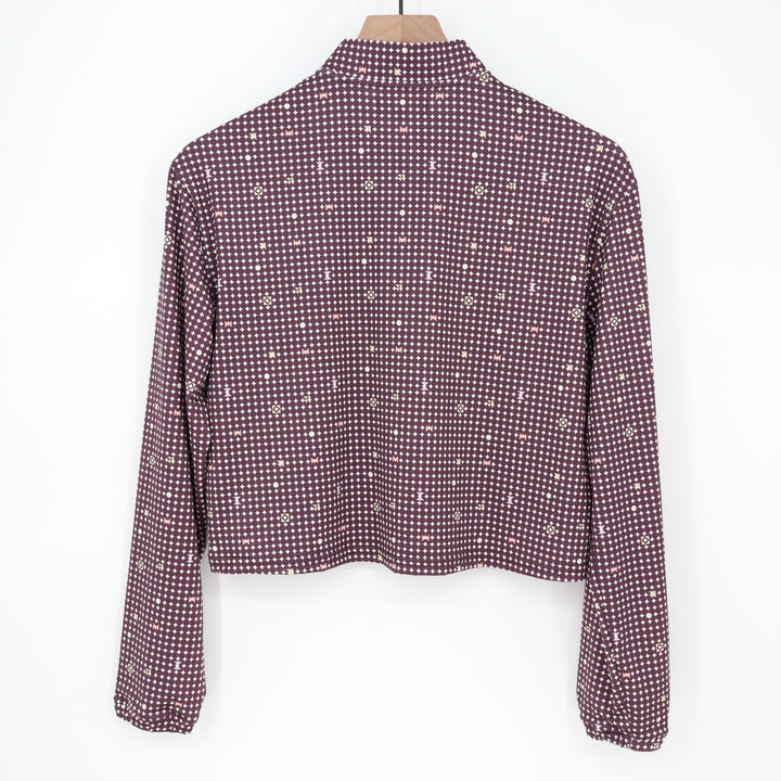 Bad Birdie Womens XS Quarter Zip Golf Pullover Burgundy Geometric Cropped Top