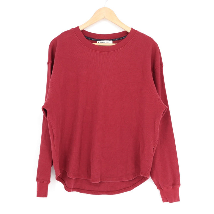 American Giant Thermal T-Shirt Womens L Maroon Long Sleeve Crew Neck Round Hem