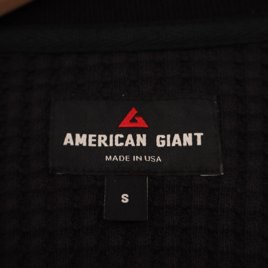 American Giant Crew T Shirt Mens Small Black Cotton Stretch Waffle Knit Slim Fit