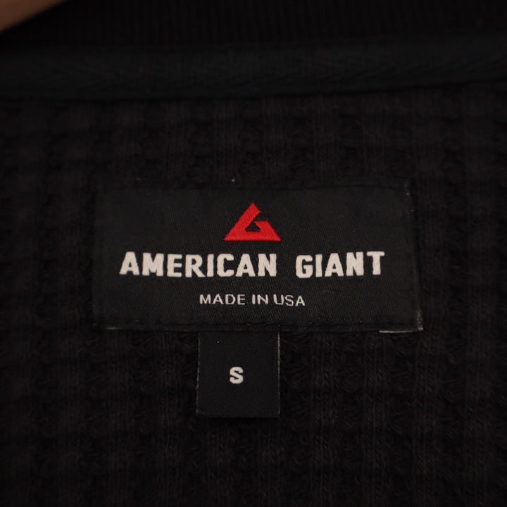 American Giant Crew T Shirt Mens Small Black Cotton Stretch Waffle Knit Slim Fit