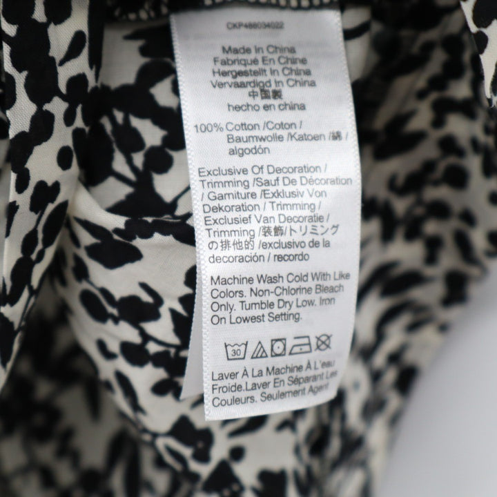 Madewell Top Womens Small Black White Floral Ruffled Button Front Puff Sleeve