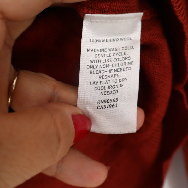 Nordstrom Men's Shop 100% Merino Wool Crewneck Sweater Rust Red Small