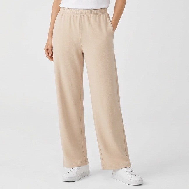 Naked Wardrobe Tan Beige High Waisted Straight Leg Sweatpants Large