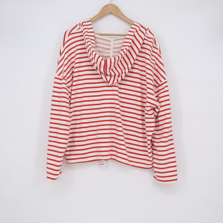 Old Navy San Francisco Striped Hoodie Red White Graphic V-Neck XL