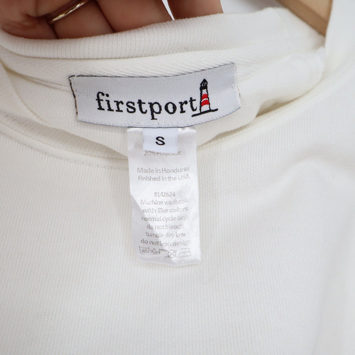 Firstport Sweatshirt Unisex S Montauk NY Gel Prose Cream Graphic Pullover