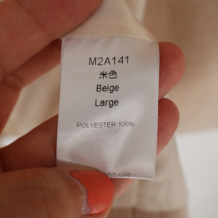 Beige Double Breasted Belted Trench Coat M2A141 Large Tan Long Sleeve Jacket