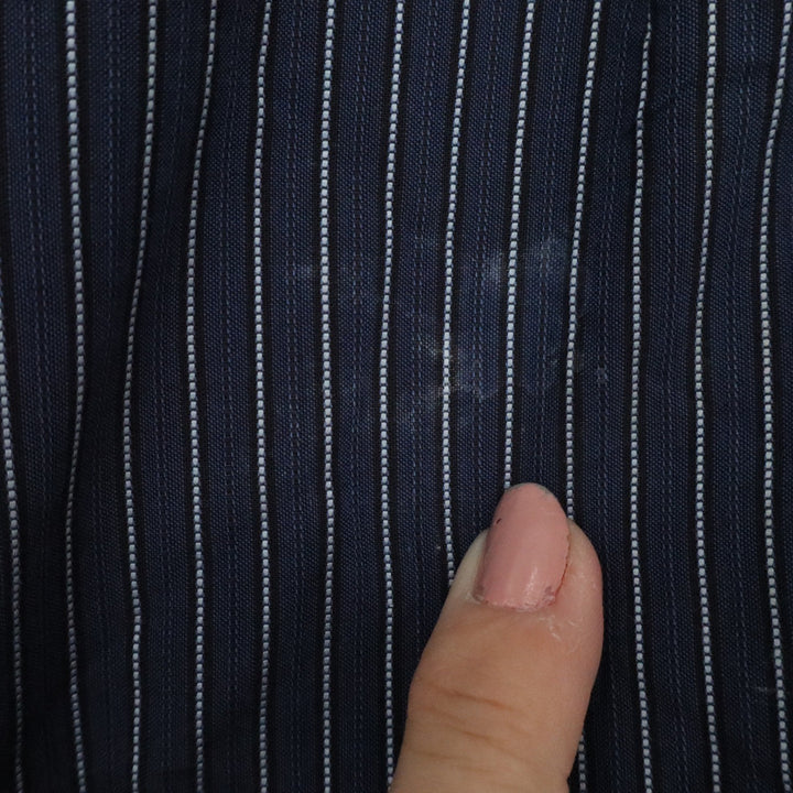 Calvin Klein Mens Slim Fit Dress Shirt Navy Blue Pinstripe 16.5 34/35 Cotton