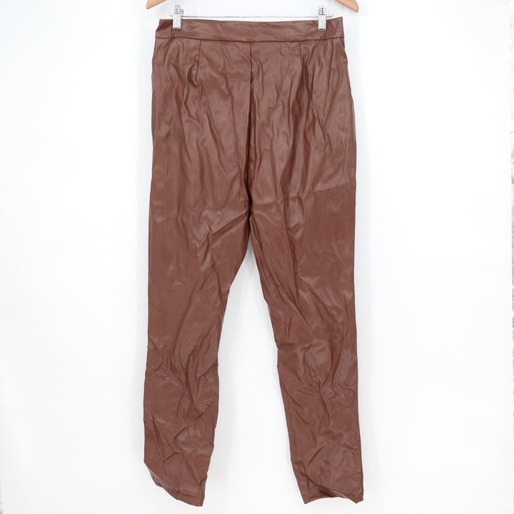 SHEIN Brown Faux Leather High Waisted Tapered Pants Size XL 12