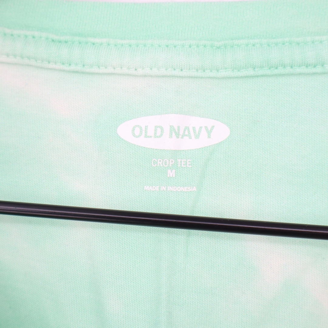 Old Navy Womens Tie Dye Crop Tee Green Blue Cream Short Sleeve Size M