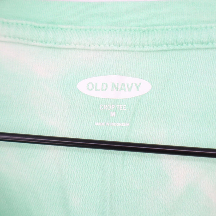 Old Navy Womens Tie Dye Crop Tee Green Blue Cream Short Sleeve Size M