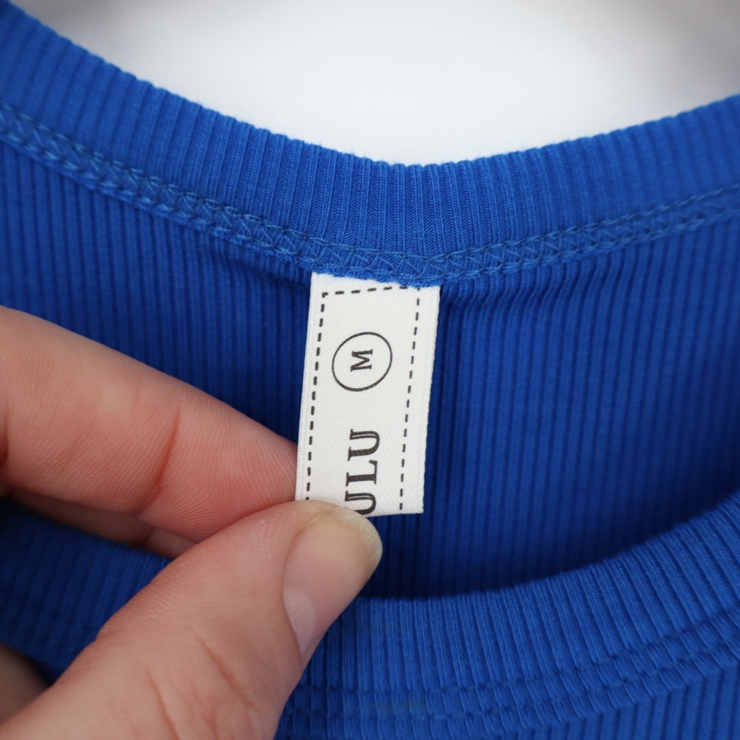 Laslulu Tank Top Womens Medium Royal Blue Stretch Knitted Ribbed Round Neck
