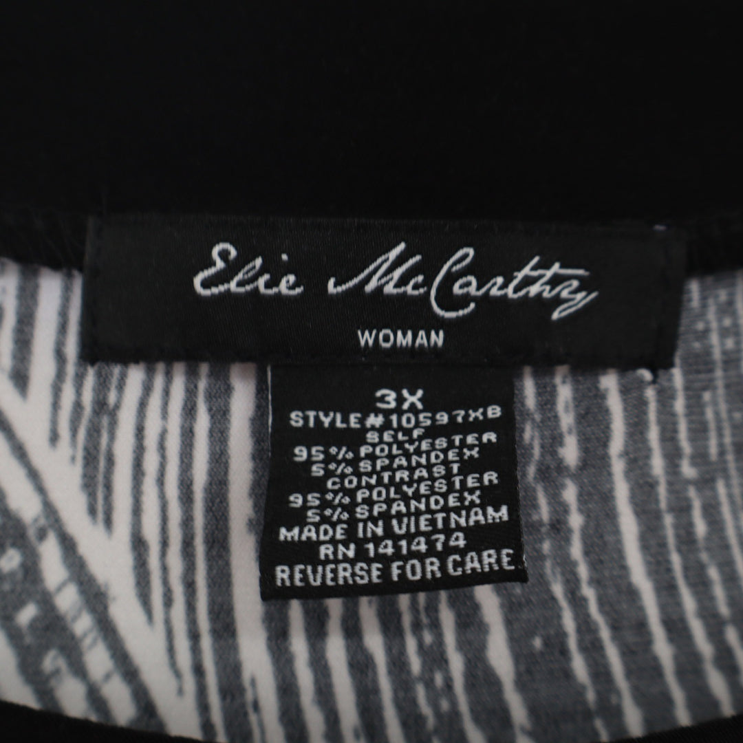 Elie McCarthy Dress Womens 3X Black White Abstract Handkerchief