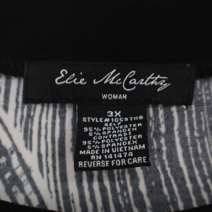 Elie McCarthy Dress Womens 3X Black White Abstract Handkerchief