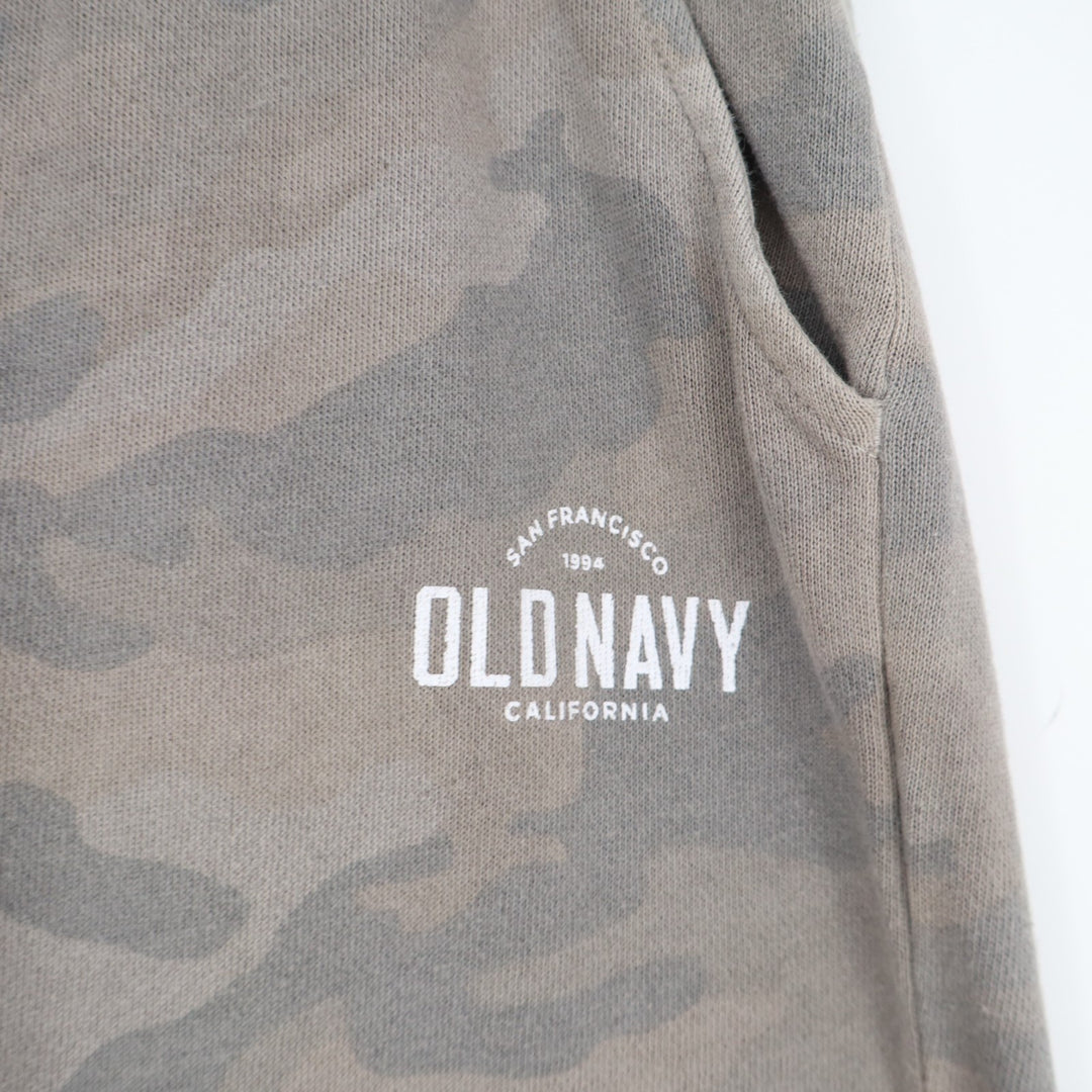 Old Navy Sweatpants Womens Medium Gray Camo Cotton Drawstring Waist Wide Leg