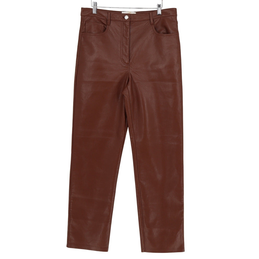 Wilfred Aritzia The Melina Vegan Leather Pants Brown High Waist Straight Leg 12