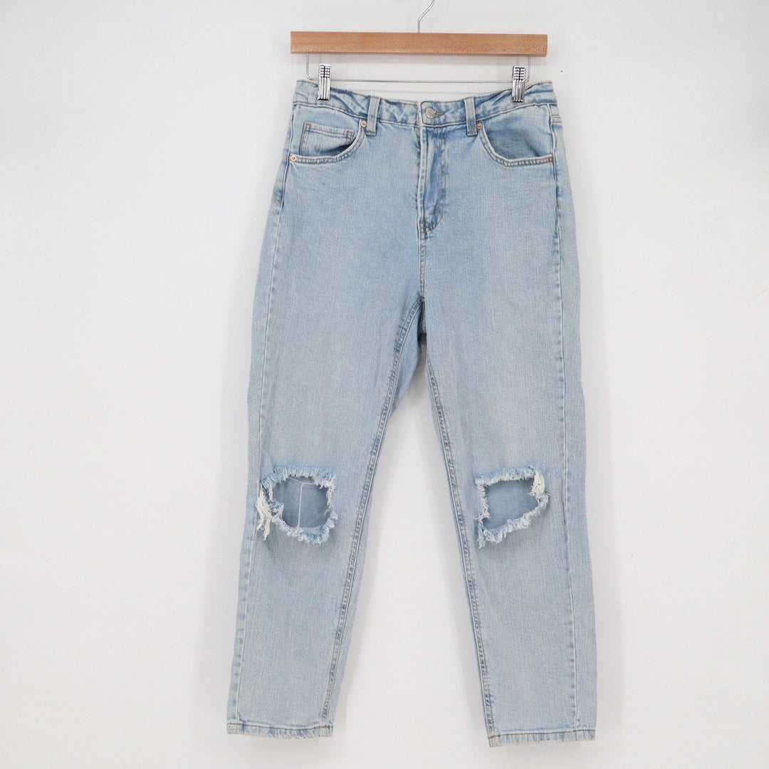 Wild Fable Super High-Rise Mom Jeans Light Wash Distressed Blue Denim Size 6