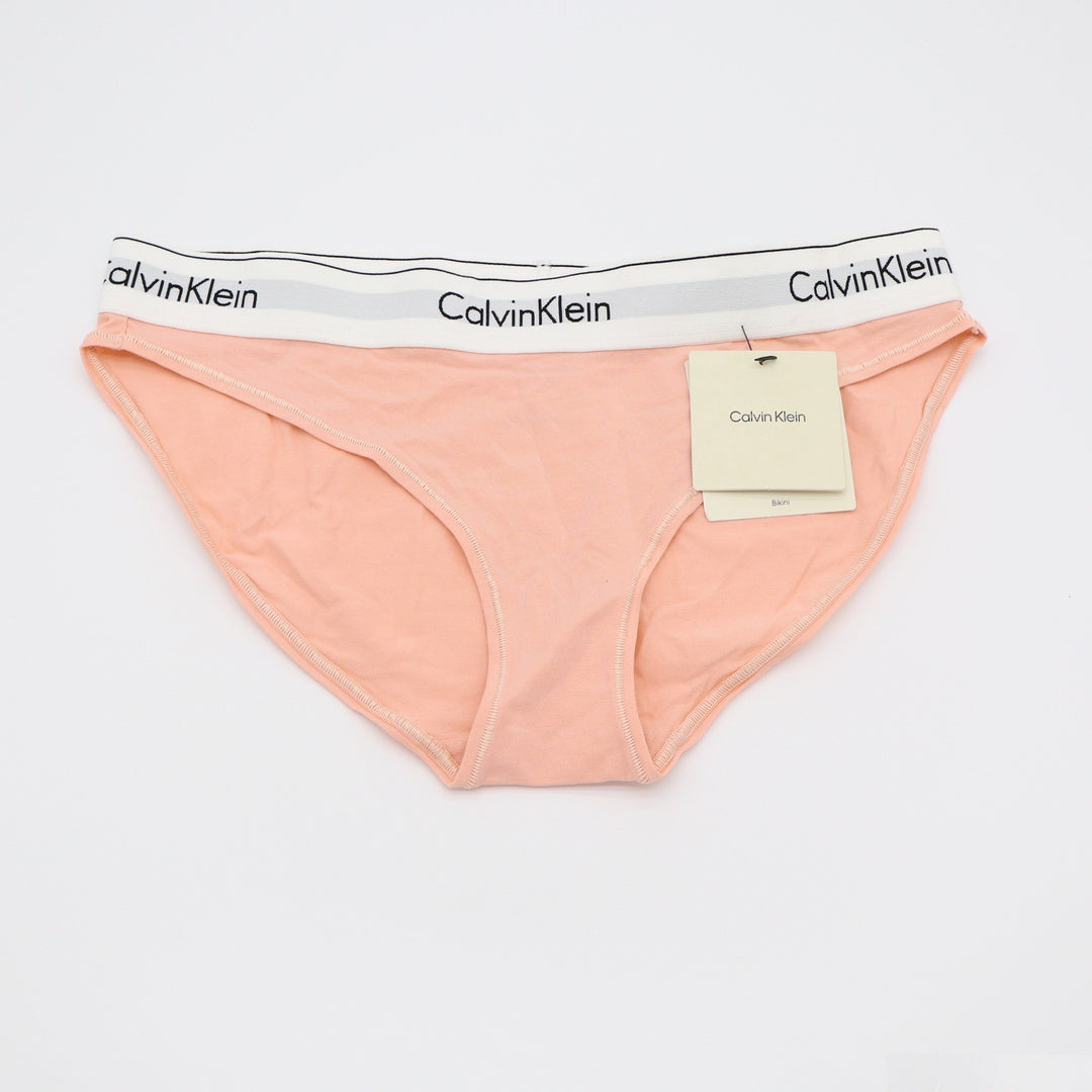 Calvin Klein Modern Cotton Bikini Underwear Peach Pink Logo Waistband F3787 NEW