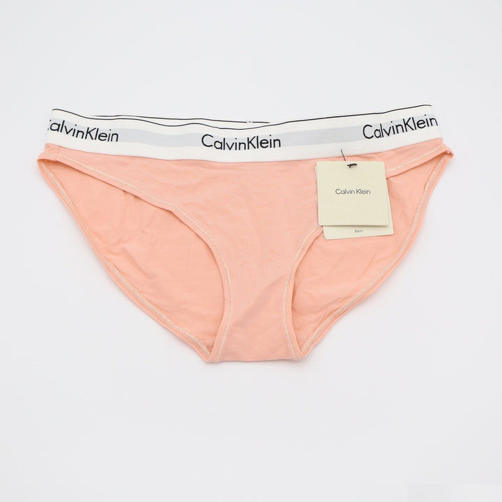 Calvin Klein Modern Cotton Bikini Underwear Peach Pink Logo Waistband F3787 NEW