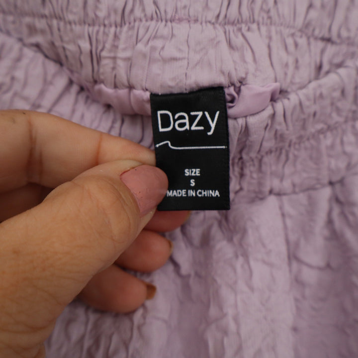 Dazy Lavender Purple Textured A-Line Midi Skirt Elastic Waist Size S