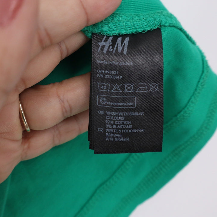 HM LOGG Womens Green Organic Cotton 3/4 Sleeve Henley Top Size S